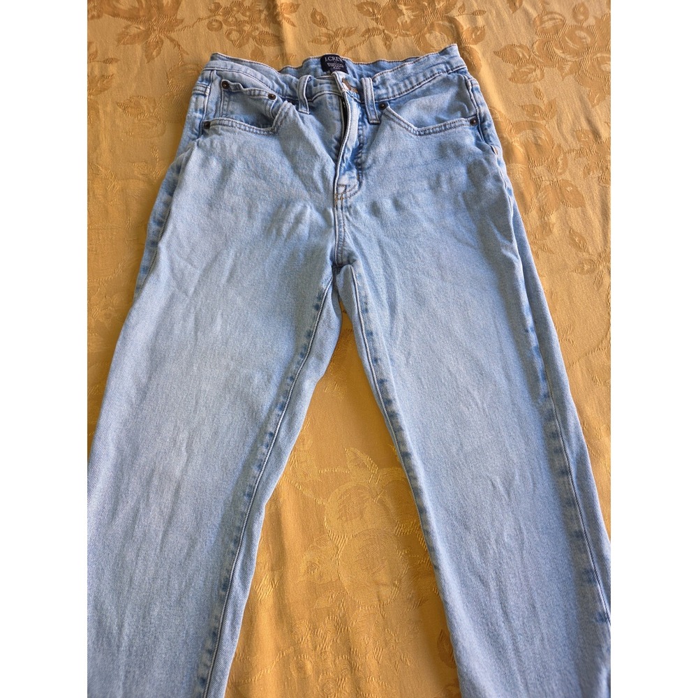 J.Crew Essential Straight Jean Light Wash Raw Hem High Rise Denim Size 27